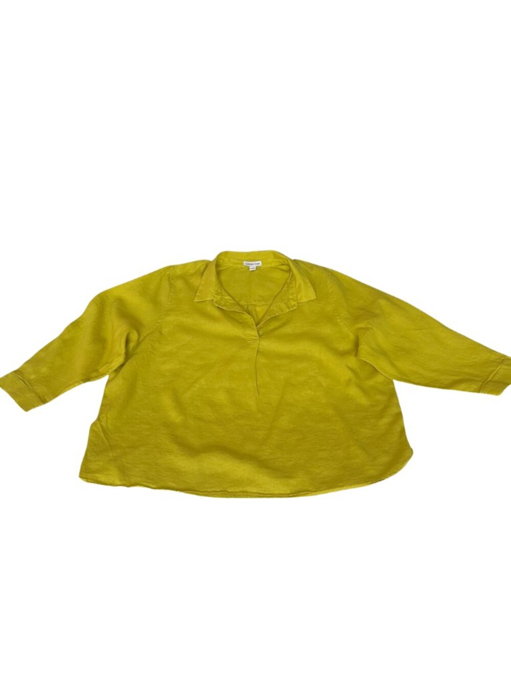 Coldwater Creek Women's 3X Lime Green Linen Blend Popover Tunic 3/4 Sleeve Top
